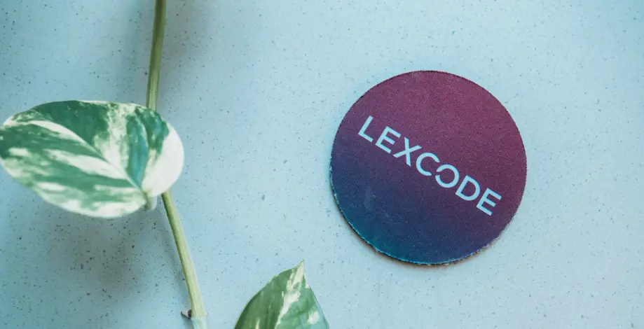 lexcode logo and a plant