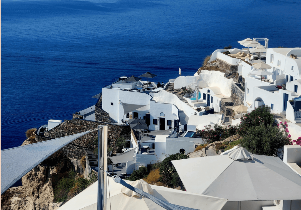 View of Santorini, Greece from above.