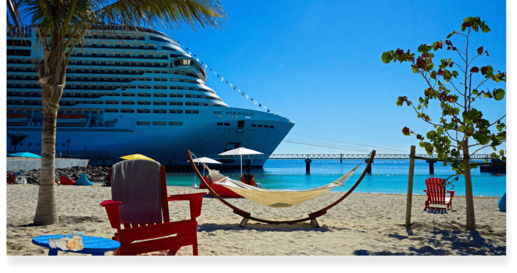 A cruise ship in Santorini