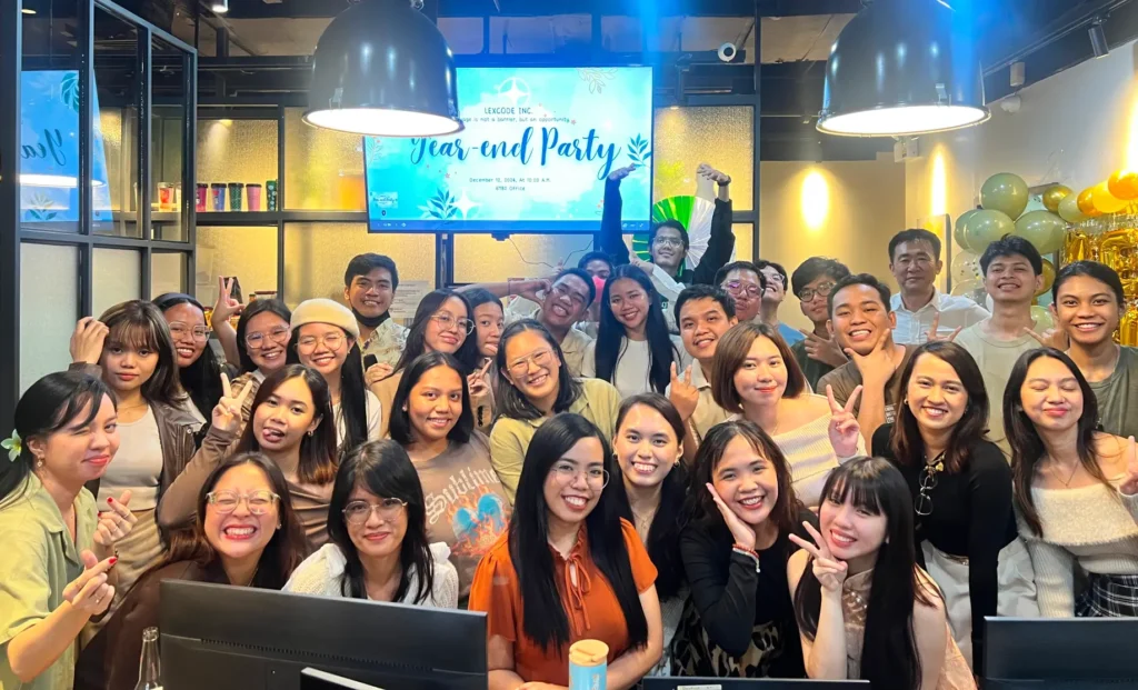 A group photo of Lexcode Philippines staff at the 2024 Year-End Party.