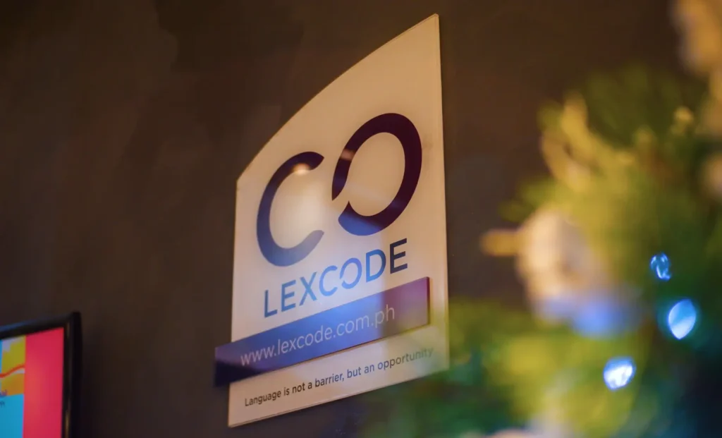 Lexcode Philippines office signage featuring the company's official logo.