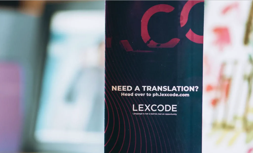 Promotional banner for Lexcode translation services with a call to action.